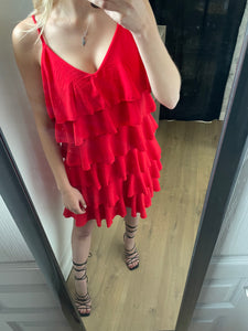 Robe à volants rouge